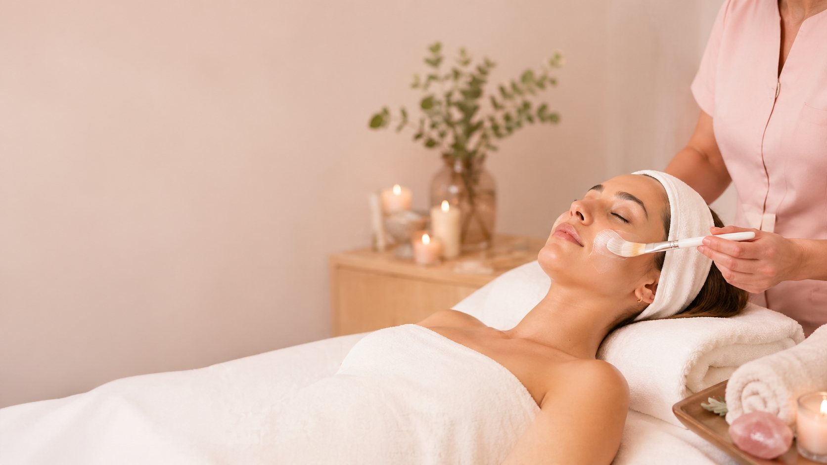 Tratamiento facial en un espacio cálido y relajante